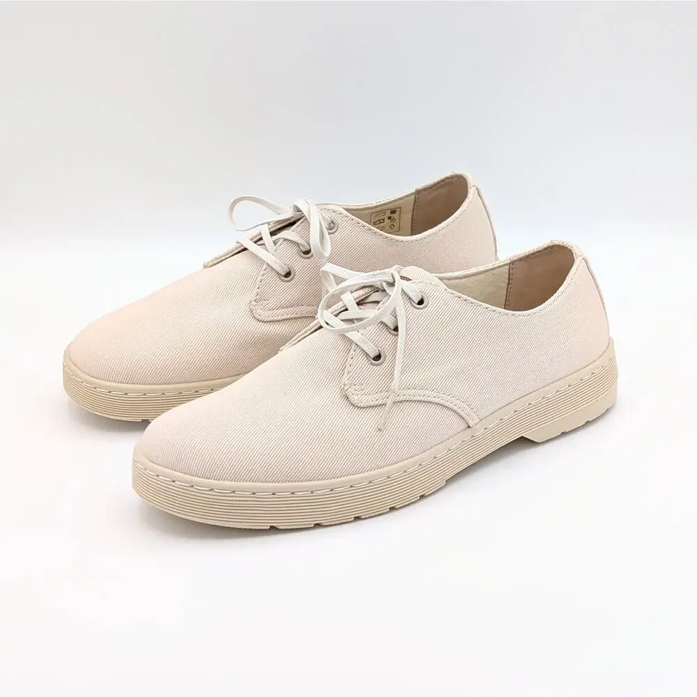 Dr. Martens Delray Twill Canvas Oxfords Sand 3 Eye Shoes M 10 W 11 EU 43 Cruise